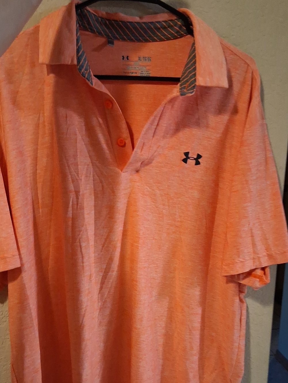 Mens Under Armour Orange Polo Shirt Size XL